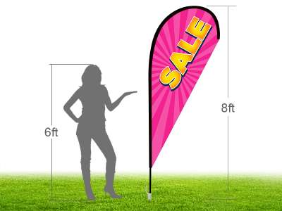 8ft SALE Stock Teardrop Flag with Ground Stake 03