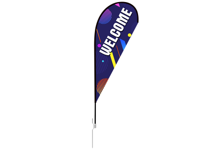 8ft WELCOME Stock Teardrop Flag with Ground Stake 01