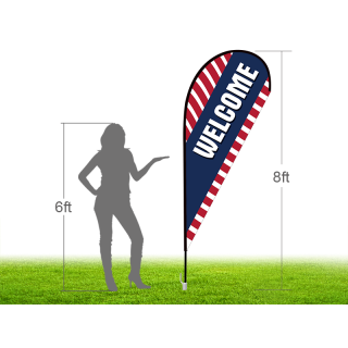 8ft WELCOME Stock Teardrop Flag with Ground Stake 02