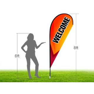 8ft WELCOME Stock Teardrop Flag with Ground Stake 04