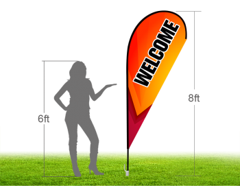 8ft WELCOME Stock Teardrop Flag with Ground Stake 04