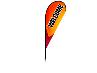 8ft WELCOME Stock Teardrop Flag with Ground Stake 04
