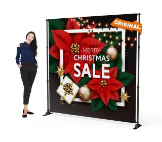 8x8 Christmas Large Tube Telescopic Tension Fabric Backdrop Banner Stand 01