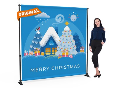 8x8 Christmas Large Tube Telescopic Tension Fabric Backdrop Banner Stand 02
