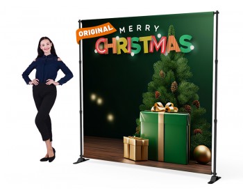 8x8 Christmas Large Tube Telescopic Tension Fabric Backdrop Banner Stand 03
