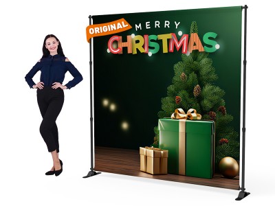 8x8 Christmas Large Tube Telescopic Tension Fabric Backdrop Banner Stand 03