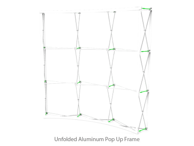 Custom 8ft Curved & Velcro Fabric Pop Up Trade Show Booth Backwall Display with Premium Case to Podium