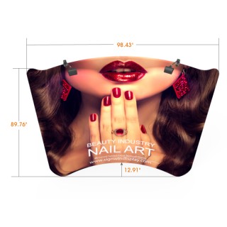 Custom 8ft Curved & Portable Tension Fabric Trade Show Backwall Display