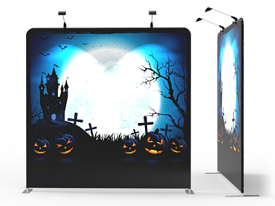 8x8 Halloween Flat Tension Fabric Backdrop Banner Stand 01