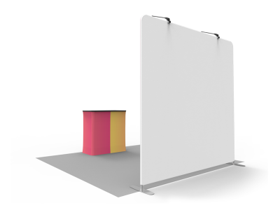 Custom 8ft Flat & Zippered Tension Fabric Trade Show Booth Backwall Display with Durable Case to Podium