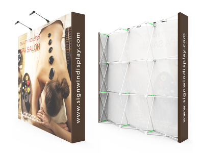 Custom 8ft Straight & Affordable Fabric Pop Up Trade Show Backwall Display (Frame + Graphic)
