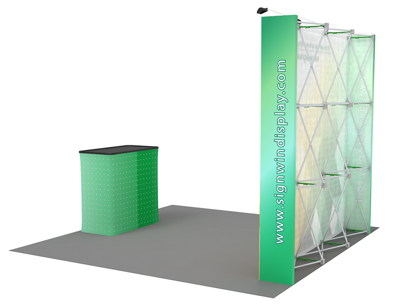 Custom 8ft Straight  Free-Standing Fabric Pop Up Trade Show Booth Backwall  Display with Premium Case to Podium (Frame Graphic) Signwin ®