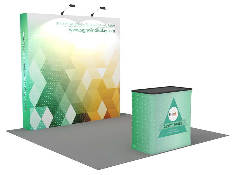 Single Side Printed Trade Show Display Booth Graphic + HW 8ft Curved Backdrop 
