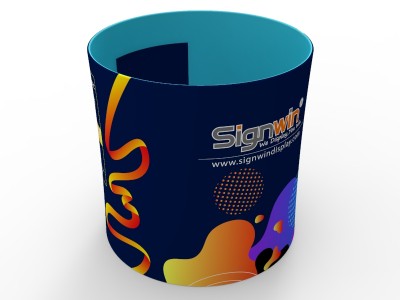 Custom 8x8ft Round Tapered Tension Fabric Convertible Private Trade Show Booth Enclosure Display 01