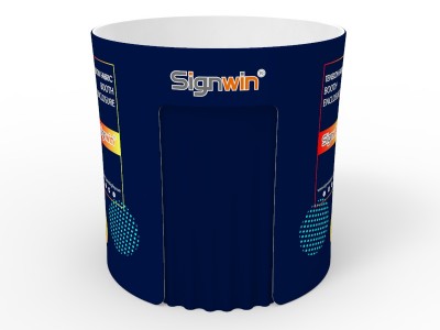 Custom 8x8ft Round Tapered Tension Fabric Convertible Private Trade Show Booth Enclosure Display 01