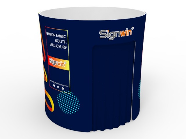 Custom 8x8ft Round Tapered Tension Fabric Convertible Private Trade Show Booth Enclosure Display 01