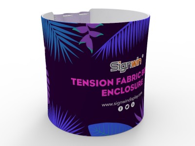 Custom 8x8ft Round Tapered Tension Fabric Convertible Private Trade Show Booth Enclosure Display 02