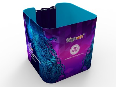 Custom 8x8ft Square Curved Tension Fabric Convertible Private Trade Show Booth Enclosure Display