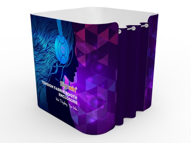 Custom 8x8ft Square Curved Tension Fabric Convertible Private Trade Show Booth Enclosure Display