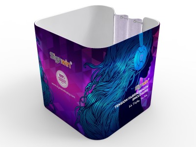 Custom 8x8ft Square Curved Tension Fabric Convertible Private Trade Show Booth Enclosure Display