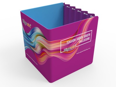Custom 8x8ft Square Quad Tension Fabric Convertible Private Trade Show Booth Enclosure Display