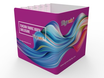 Custom 8x8ft Square Quad Tension Fabric Convertible Private Trade Show Booth Enclosure Display