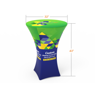 Custom Highboy Bar Height Cocktail Table with Graphic Cover for Trade Shows