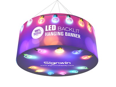Custom Circular Tube Flamboyant LED Backlit Tradeshow Hanging Sign