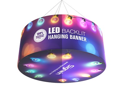 Custom Circular Tube Flamboyant LED Backlit Tradeshow Hanging Sign