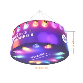 Custom Circular Tube Flamboyant LED Backlit Tradeshow Hanging Sign