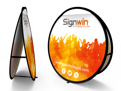 Large Circular Pop Up A-Frame Banner Stand