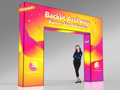 Custom LED Backlit Trade Show N-Shaped Rectangular Prism Archway Banner Stand Display Custom LED Backlit Trade Show N-Shaped Rectangular Prism Archway Banner Stand Display