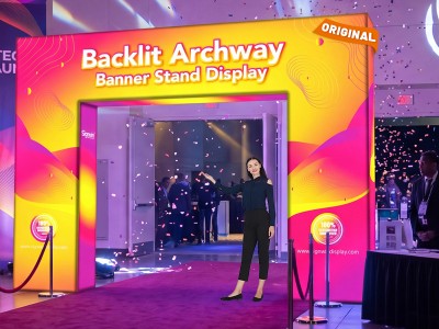Custom LED Backlit Trade Show N-Shaped Rectangular Prism Archway Banner Stand Display Custom LED Backlit Trade Show N-Shaped Rectangular Prism Archway Banner Stand Display
