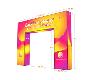 Custom LED Backlit Trade Show N-Shaped Rectangular Prism Archway Banner Stand Display