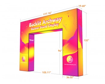 Custom LED Backlit Trade Show N-Shaped Rectangular Prism Archway Banner Stand Display