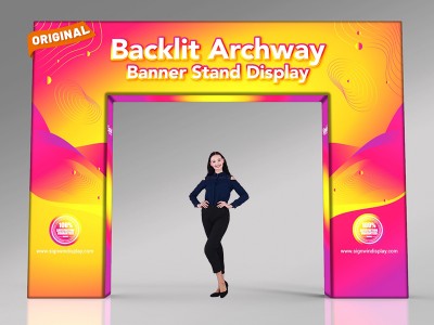 Custom LED Backlit Trade Show N-Shaped Rectangular Prism Archway Banner Stand Display Custom LED Backlit Trade Show N-Shaped Rectangular Prism Archway Banner Stand Display