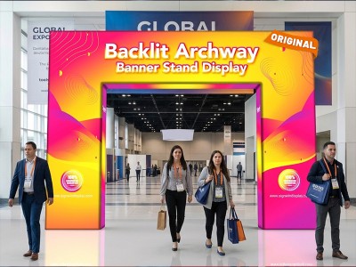 Custom LED Backlit Trade Show N-Shaped Rectangular Prism Archway Banner Stand Display Custom LED Backlit Trade Show N-Shaped Rectangular Prism Archway Banner Stand Display