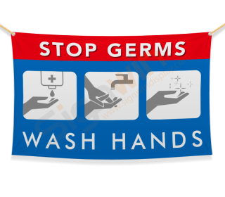 Stop Germs/Cold/Flu Wash Hands Banner for Safety 02