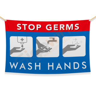 Stop Germs/Cold/Flu Wash Hands Banner for Safety 02