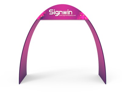 Custom Trade Show Ribbon Archway Banner Stand Display with Header 02