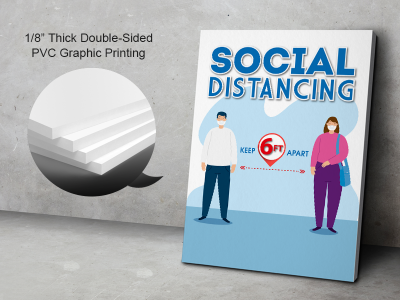 Social Distancing Poster Floor Display Stand Graphic Print 01
