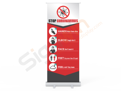 Stop Germs Standard Retractable Banner Stand with Economic Base 01