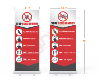 Stop Germs Standard Retractable Banner Stand with Economic Base 01