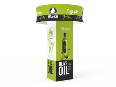 Custom Square Quad Trade Show Tower Display with Circular Tube Blimp