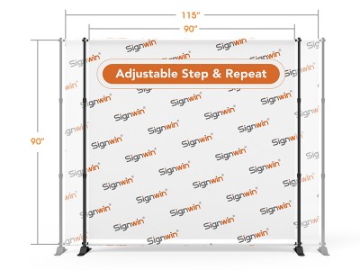 Adjustable Step and Repeat Teleconference Video Backdrop Telescopic Tension Fabric Display