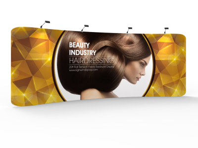 Custom 20ft Curved & Gorgeous Tension Fabric Trade Show Backwall Display (Frame + Graphic)