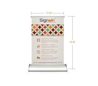 Custom Tabletop Retractable Banner Stand with Silver Wide Teardrop Base