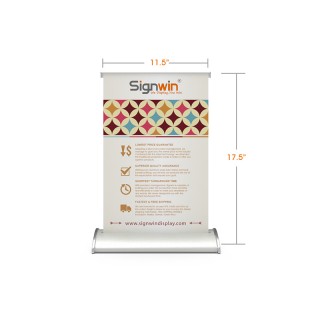 Custom Tabletop Retractable Banner Stand with Silver Wide Teardrop Base