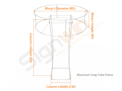Custom Tapered Quad Trade Show Tower Display with Circular Tube Blimp
