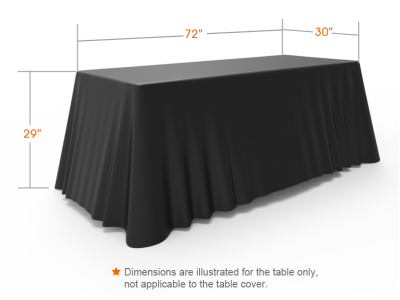 6ft Unprinted Black Versatile Loose Table Throw with Round Corners